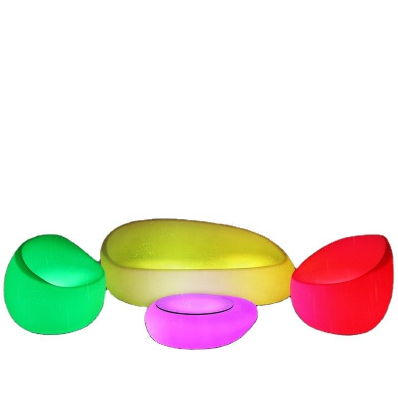 waterproof color changing plastic Led tea table chair set