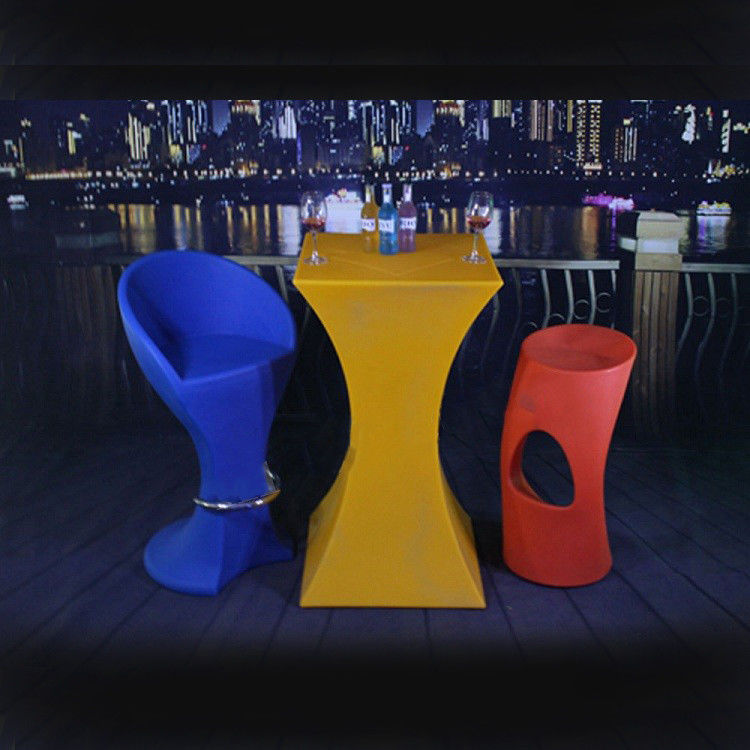 Orange color plastic event table led outdoor furniture