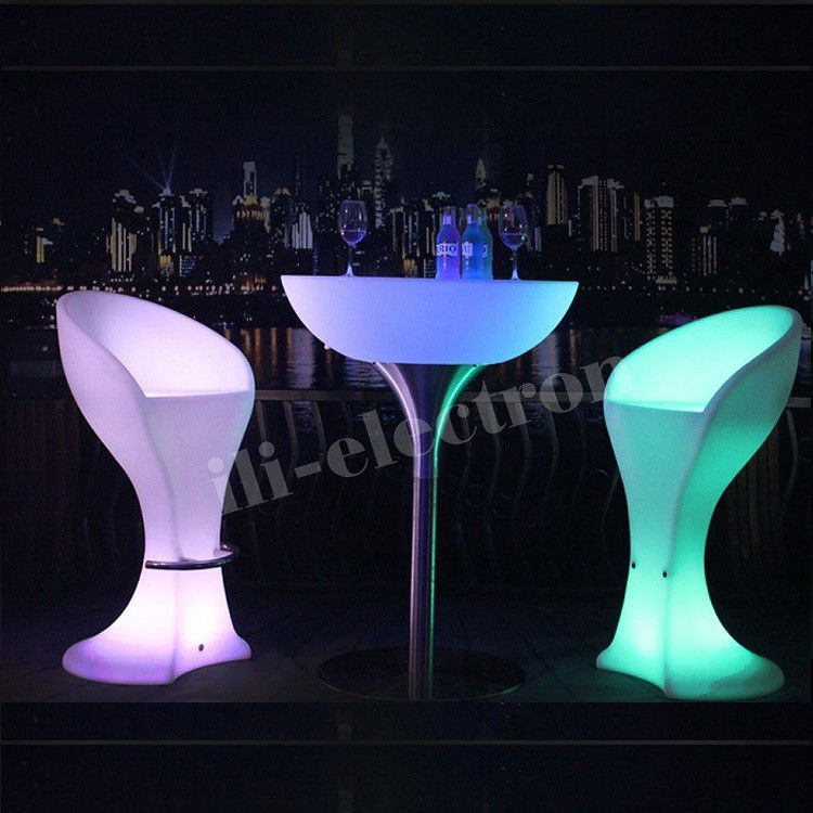 Stylish rechargeable round PE plastic LED bar table/ LED coffee table/ night culb table