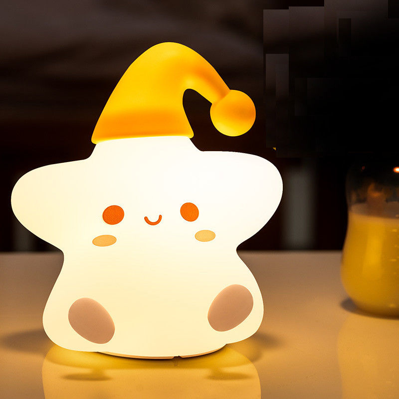 Creative Gift Stars Silicone Pat Lamp Bedroom Bedside Led Small Night Light Cute Children'S Birthday Gift