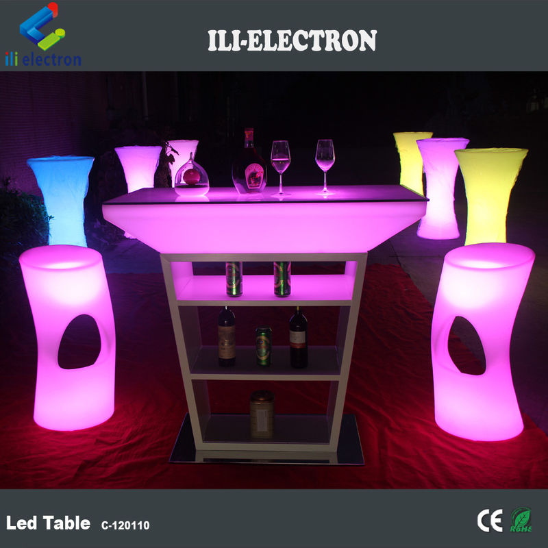PE Plastic LED Cocktail Table With Strobe Lighting Modes And Powered By Rechargeable Lithium Battery